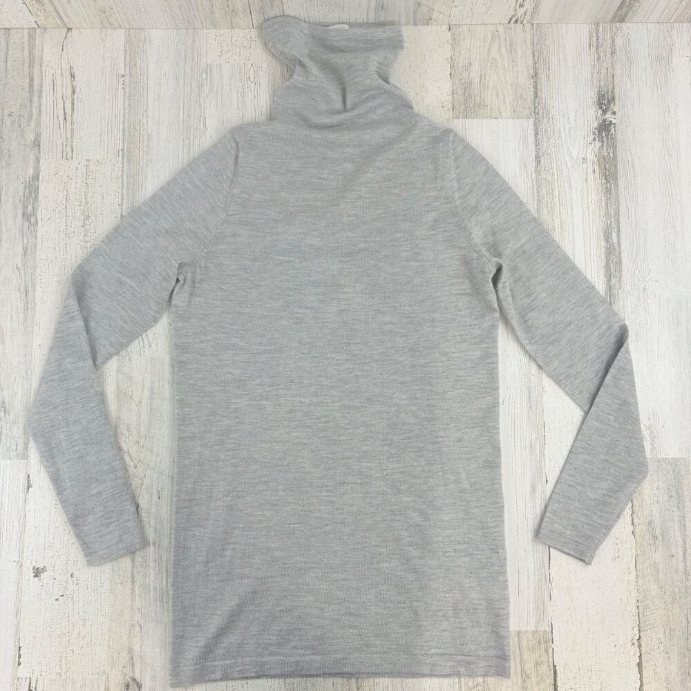 Ann Mashburn Cashmere Silver Funnel Neck Sweater Sz S Turtleneck Metallic Gray